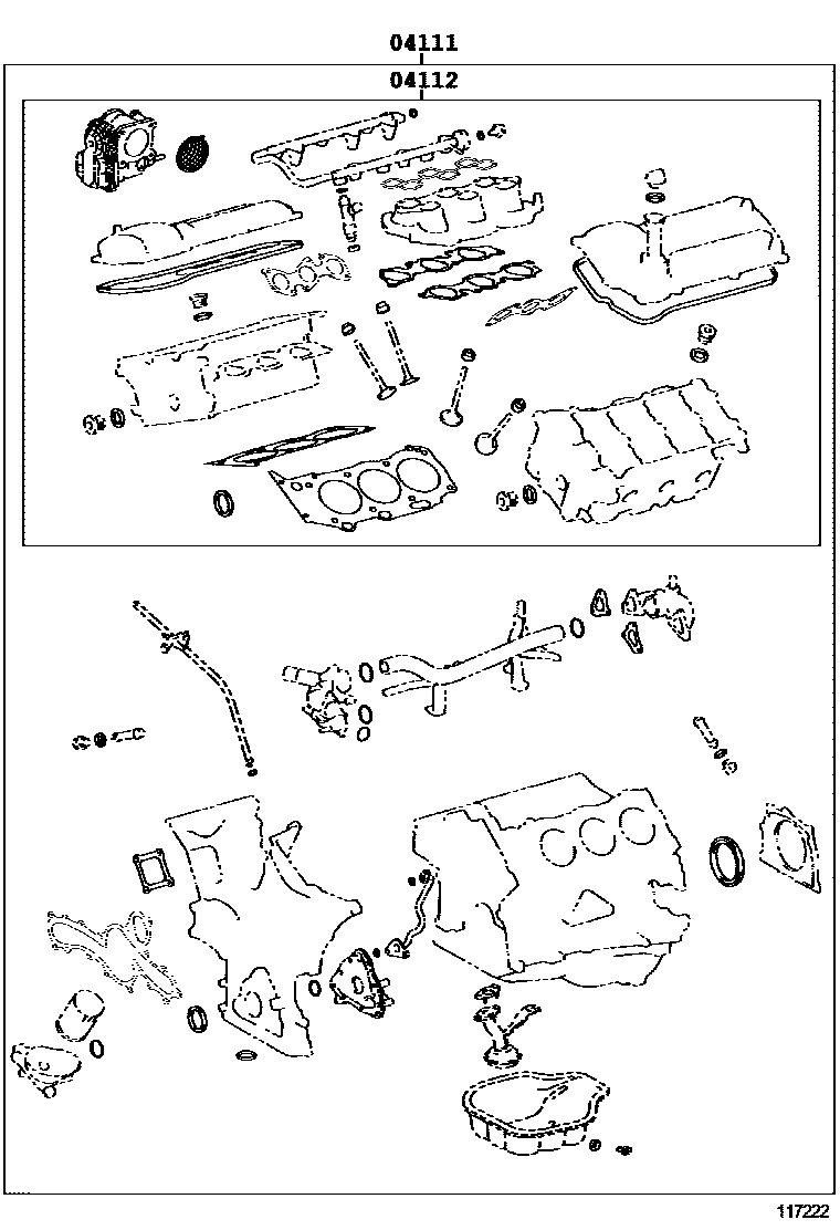 Toyota HILUX Engine Overhaul Gasket Kit EPC diagram — 117222