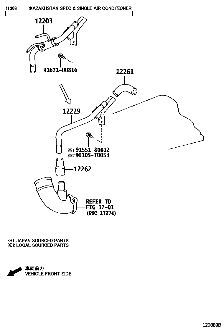 Toyota HILUX Ventilation Hose EPC diagram — 120889B