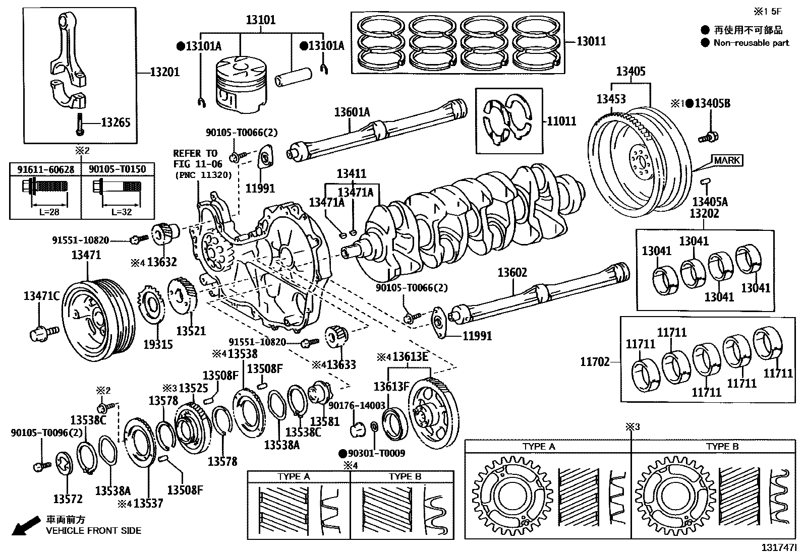 Toyota HILUX Crankshaft & Piston EPC diagram — 131747I