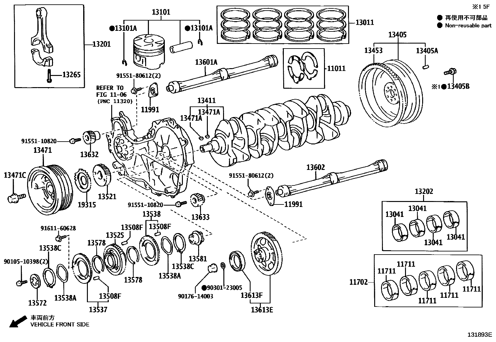 Toyota HILUX Crankshaft & Piston EPC diagram — 131893E