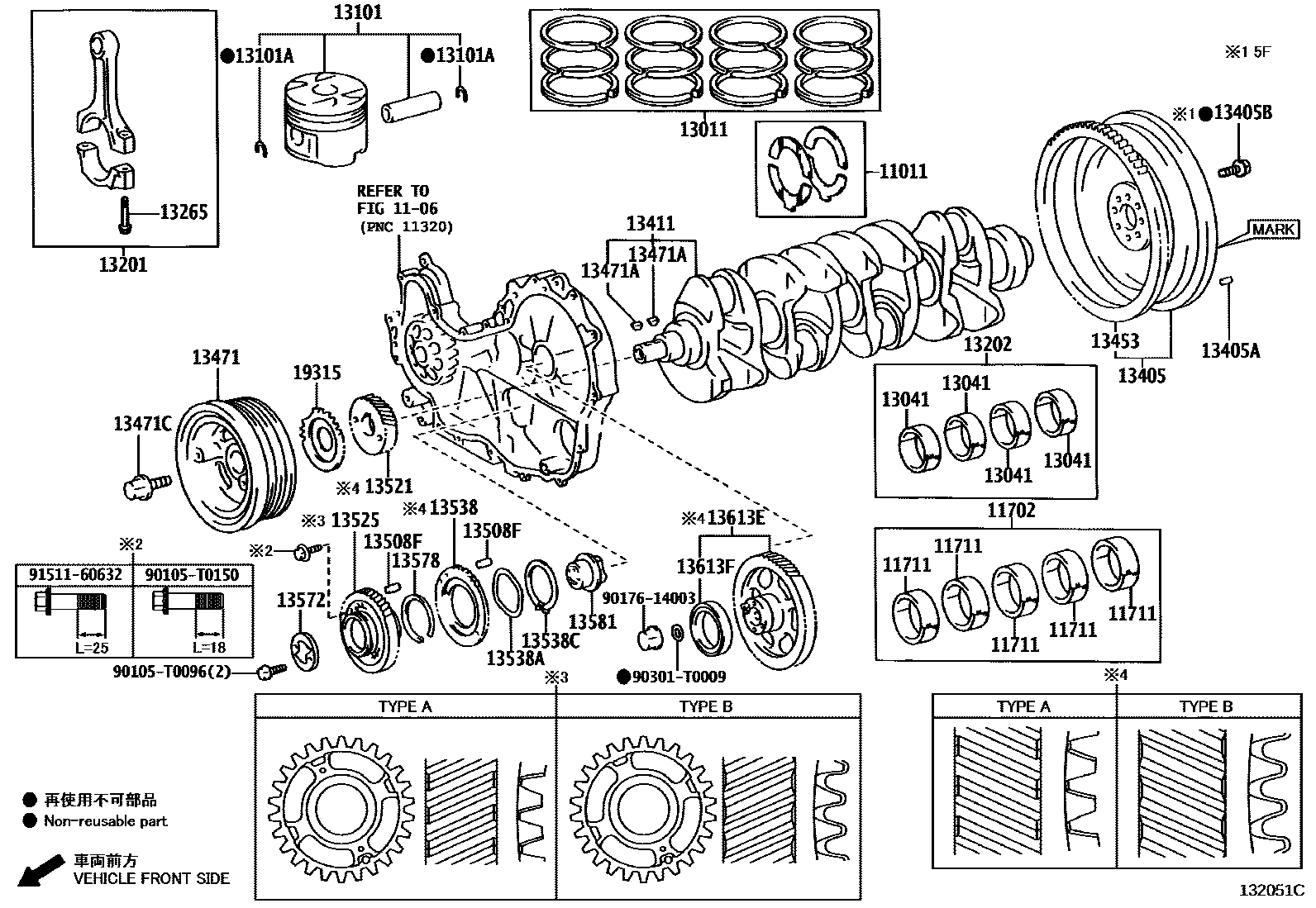 Toyota HILUX Crankshaft & Piston EPC diagram — 132051C