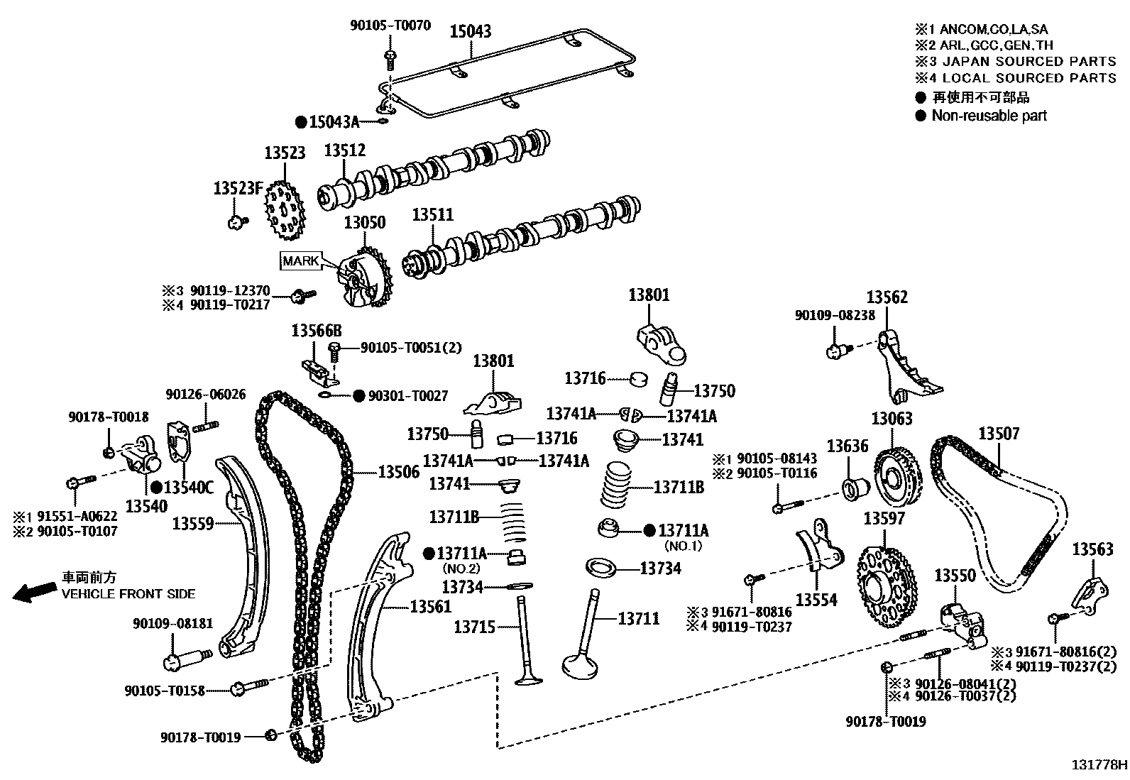 Toyota HILUX Camshaft & Valve EPC diagram — 131778H