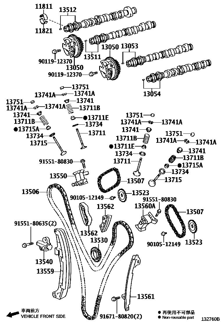Toyota HILUX Camshaft & Valve EPC diagram — 132760B