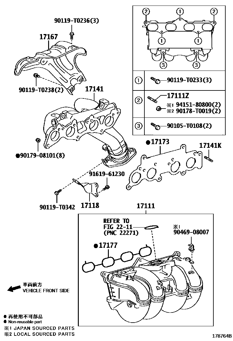 Toyota HILUX Manifold EPC diagram — 178764B