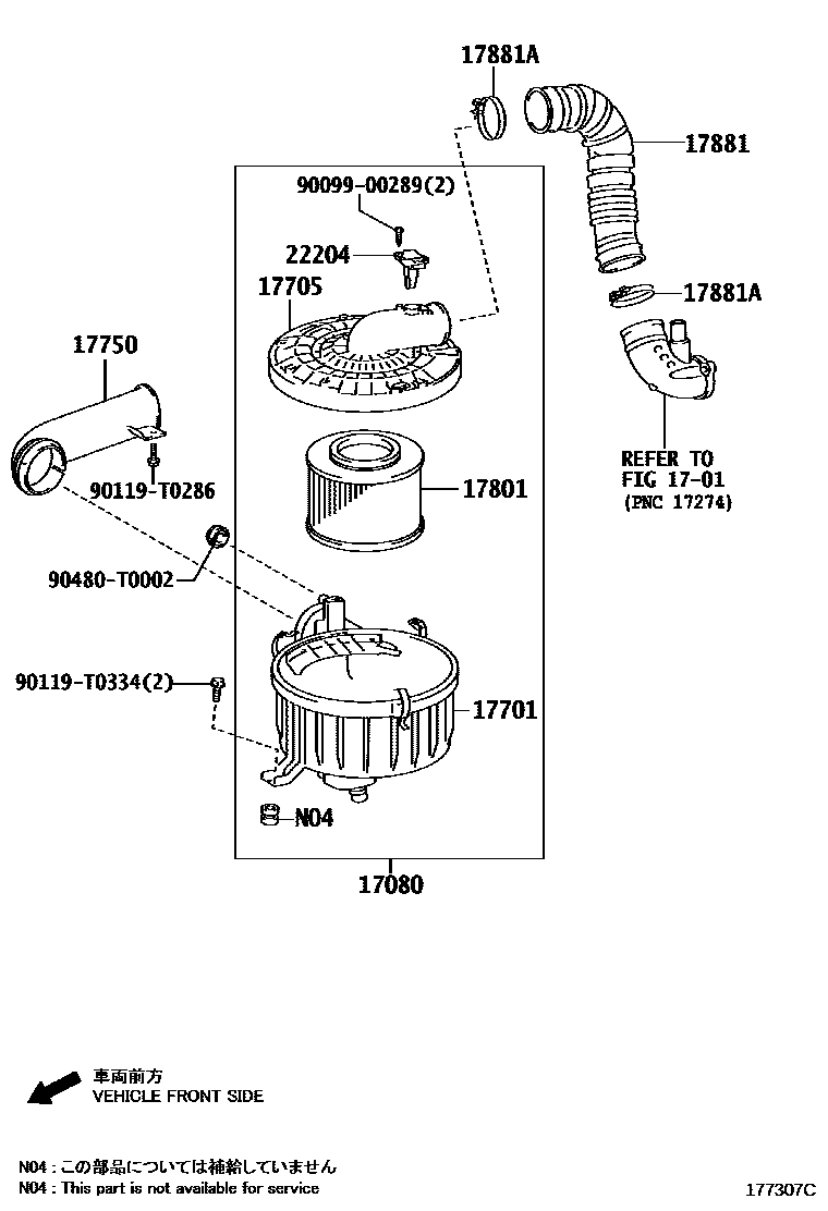 Toyota HILUX Air Cleaner EPC diagram — 177307C