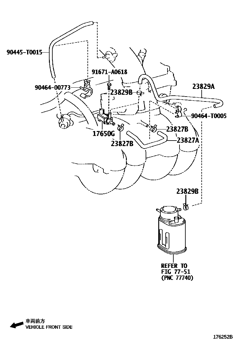 Toyota HILUX vacuum tube EPC diagram — 176252B