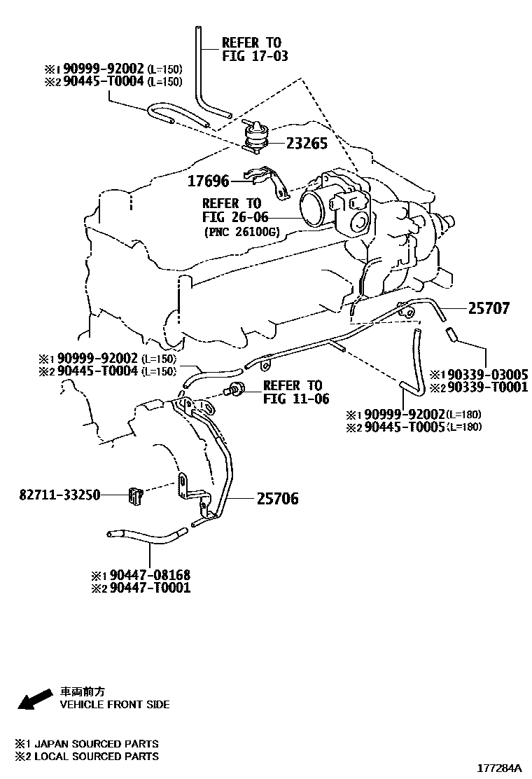 Toyota HILUX vacuum tube EPC diagram — 177284A