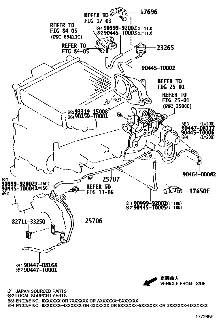 Toyota HILUX vacuum tube EPC diagram — 177285E