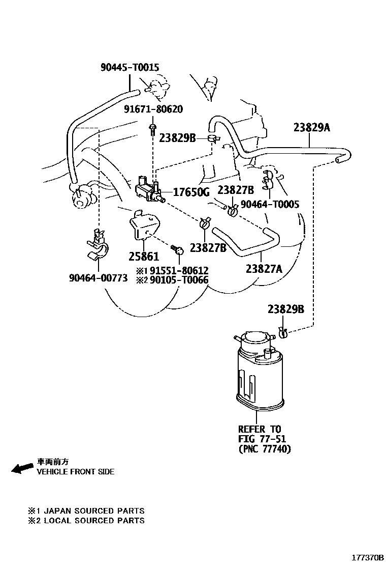 Toyota HILUX vacuum tube EPC diagram — 177370B