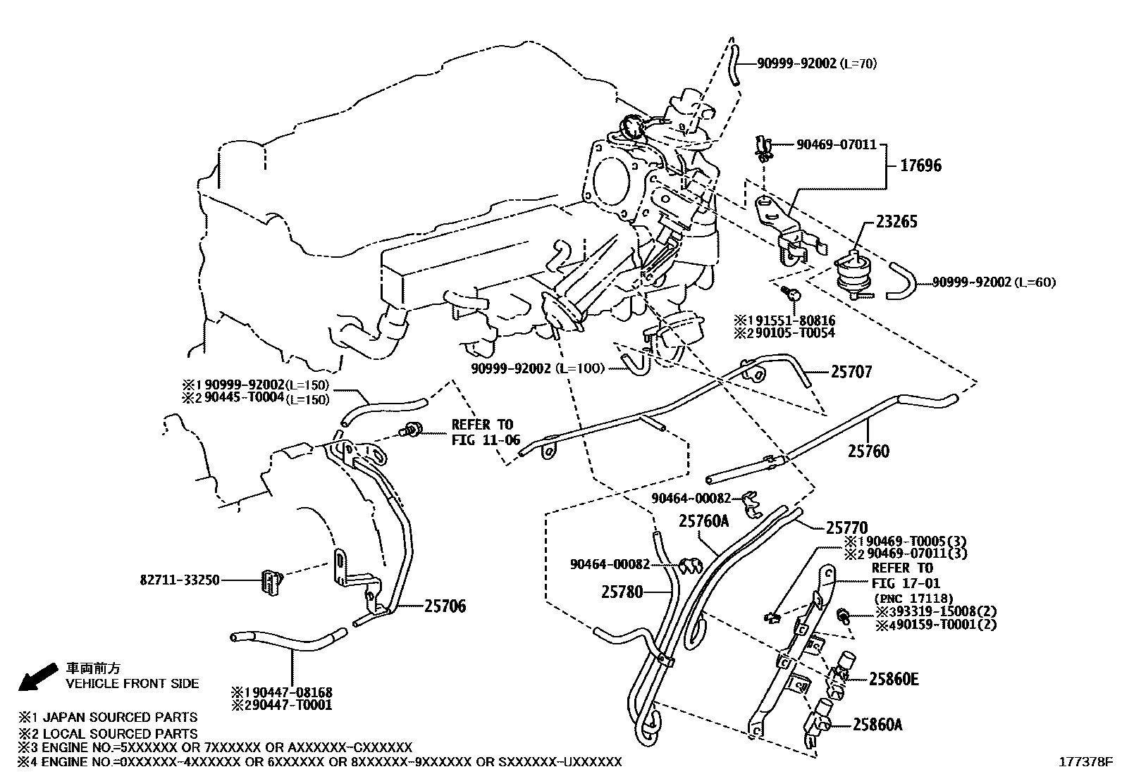 Toyota HILUX vacuum tube EPC diagram — 177378F