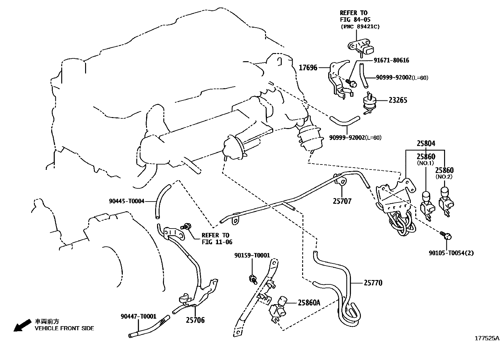 Toyota HILUX vacuum tube EPC diagram — 177525A