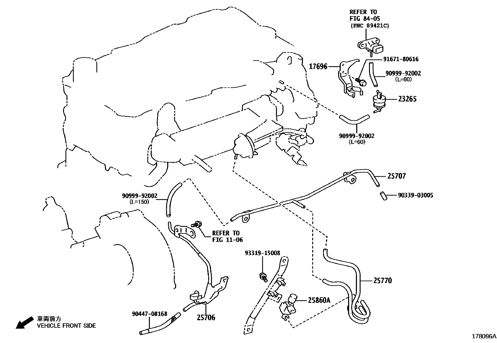 Toyota HILUX vacuum tube EPC diagram — 178096A