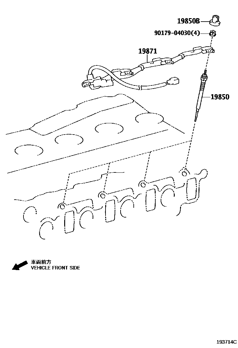 Toyota HILUX 点火线圈和火花塞 /电热塞 EPC diagram — 193714C