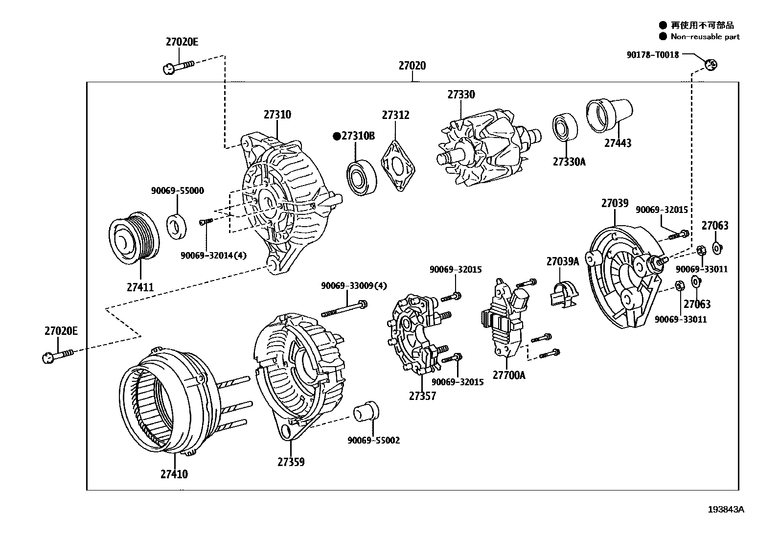Toyota HILUX Alternator EPC diagram — 193843A