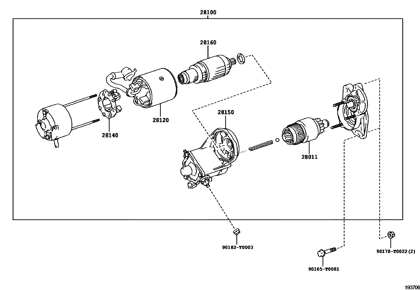 Toyota HILUX 起动机 EPC diagram — 193706
