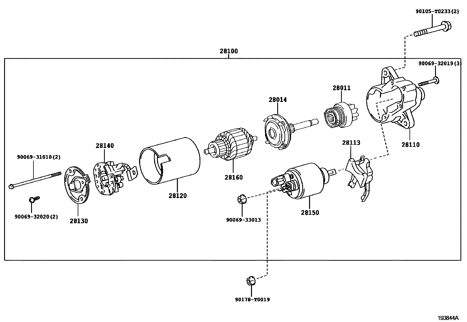 Toyota HILUX 起动机 EPC diagram — 193844A