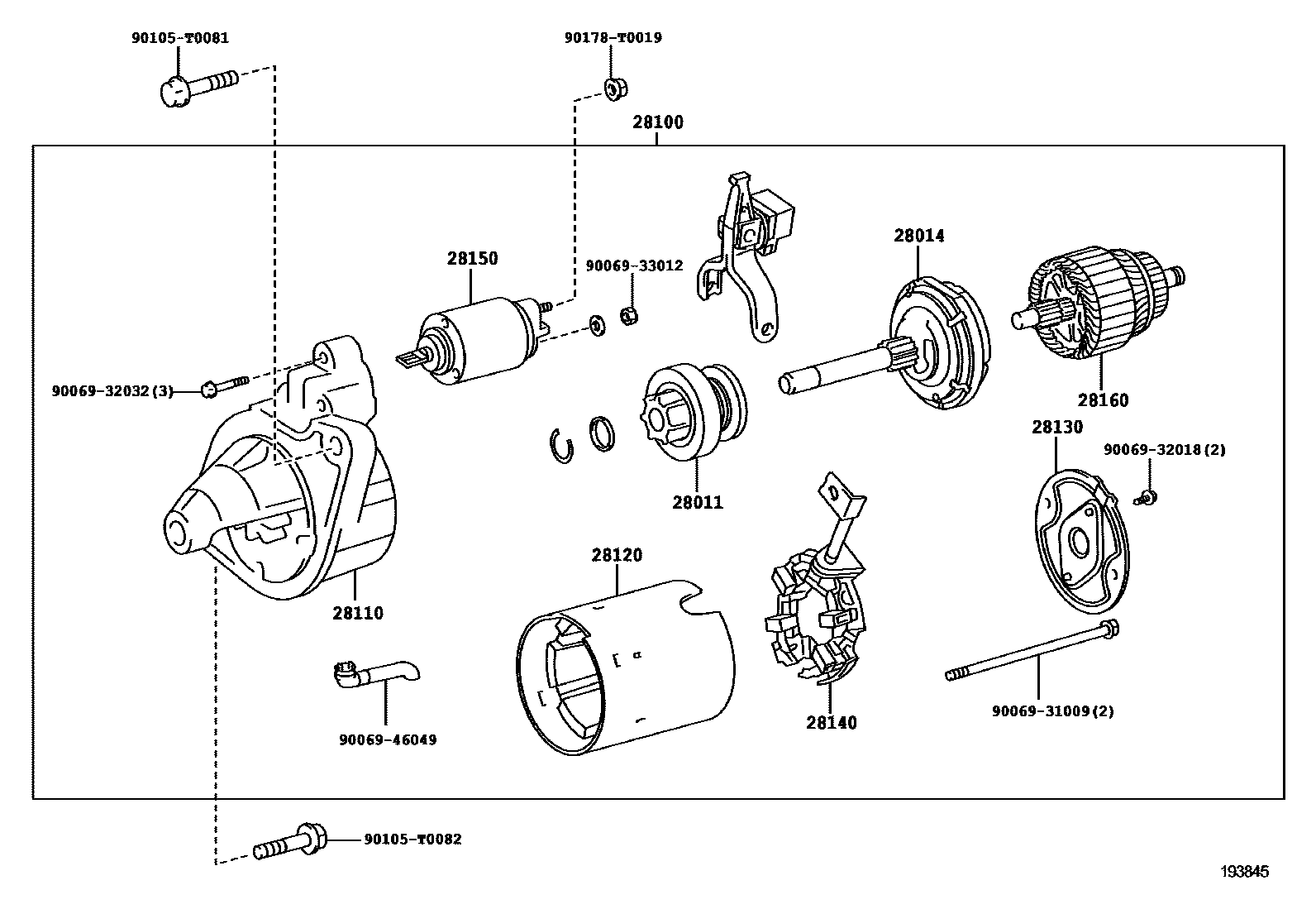 Toyota HILUX 起动机 EPC diagram — 193845