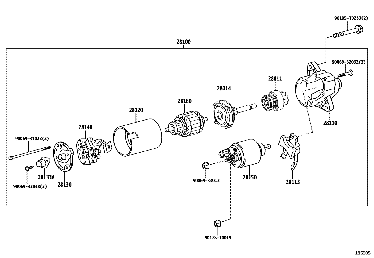 Toyota HILUX 起动机 EPC diagram — 195905