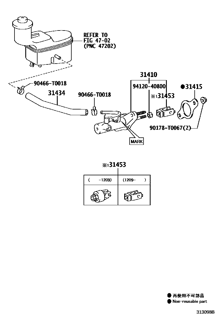 Toyota HILUX 离合器总泵 EPC diagram — 313098B