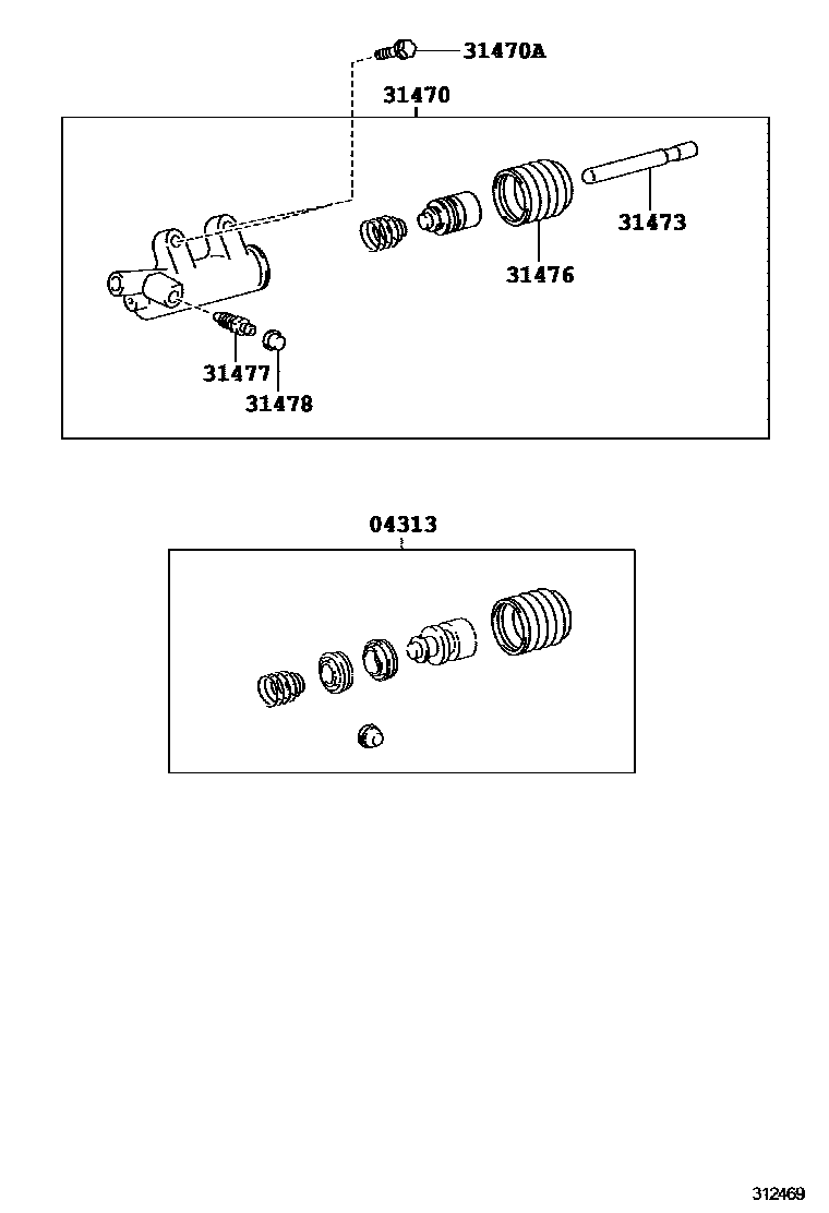 Toyota HILUX 离合器分离缸 EPC diagram — 312469