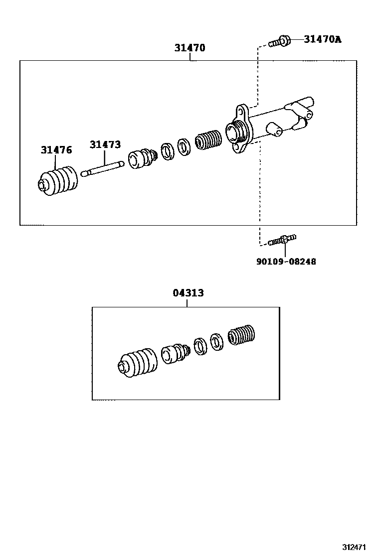 Toyota HILUX 离合器分离缸 EPC diagram — 312471