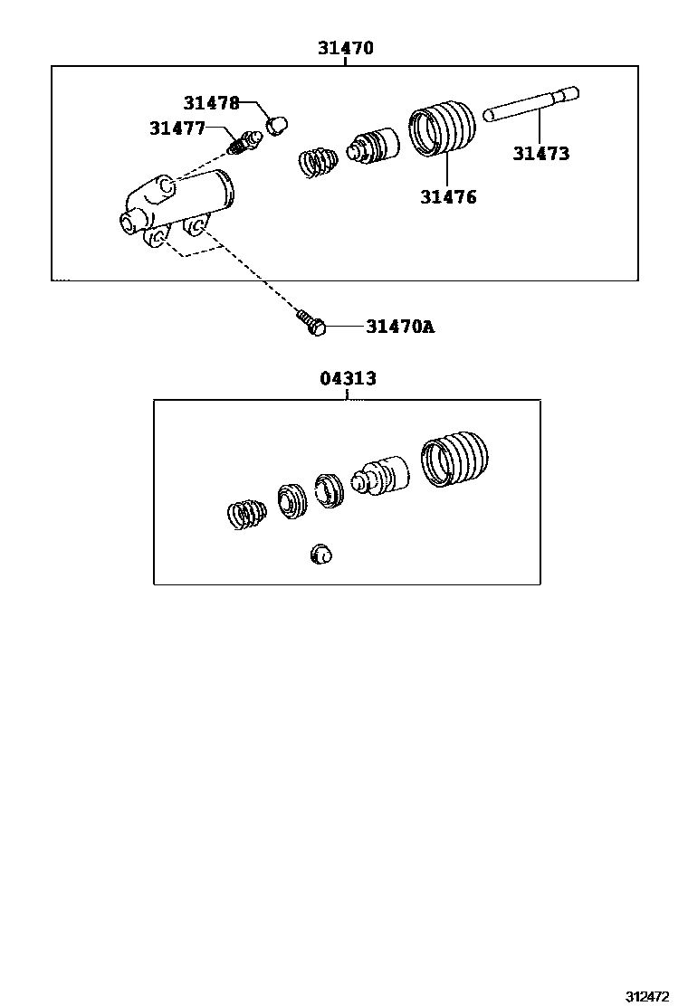 Toyota HILUX 离合器分离缸 EPC diagram — 312472