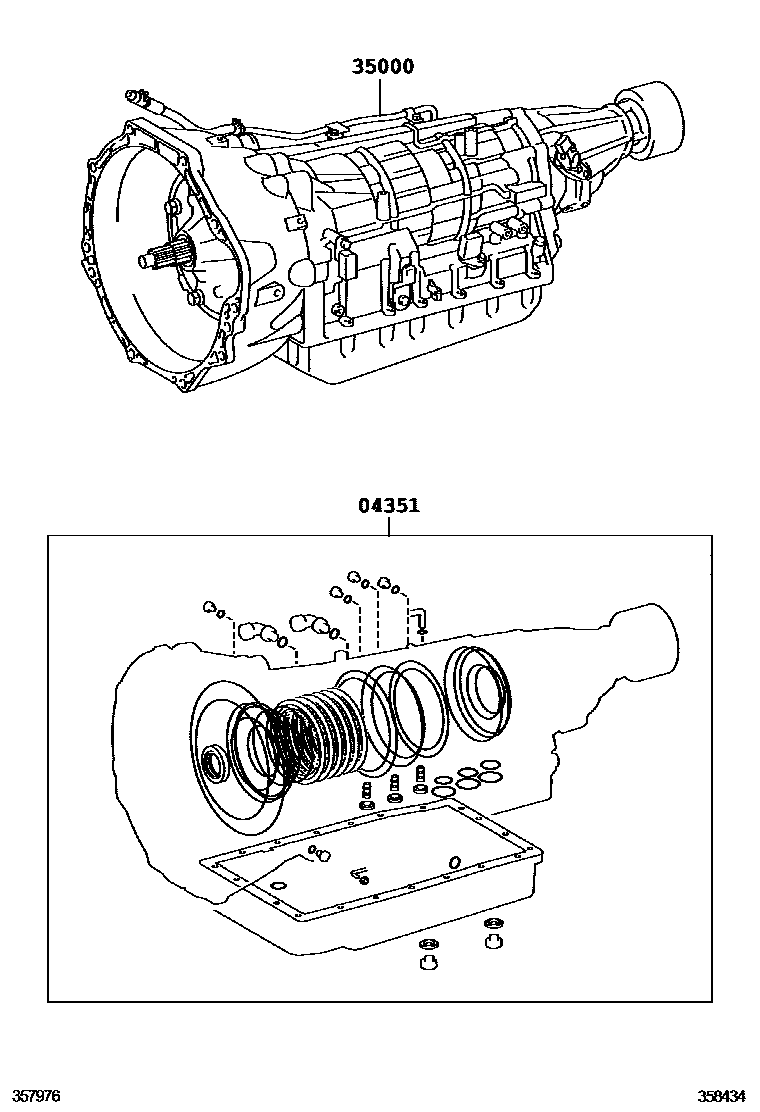 Toyota HILUX 传动桥或变速器总成和衬垫组件(ATM) EPC diagram — 358434