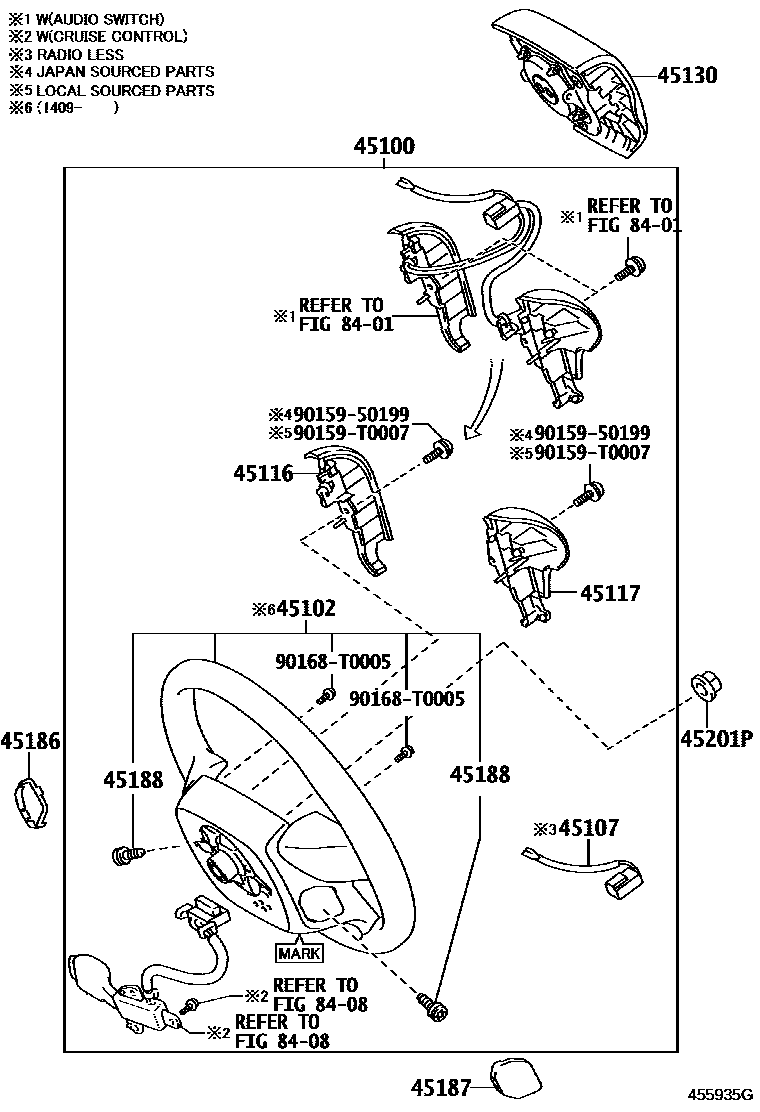 Toyota HILUX Steering Wheel EPC diagram — 455935G
