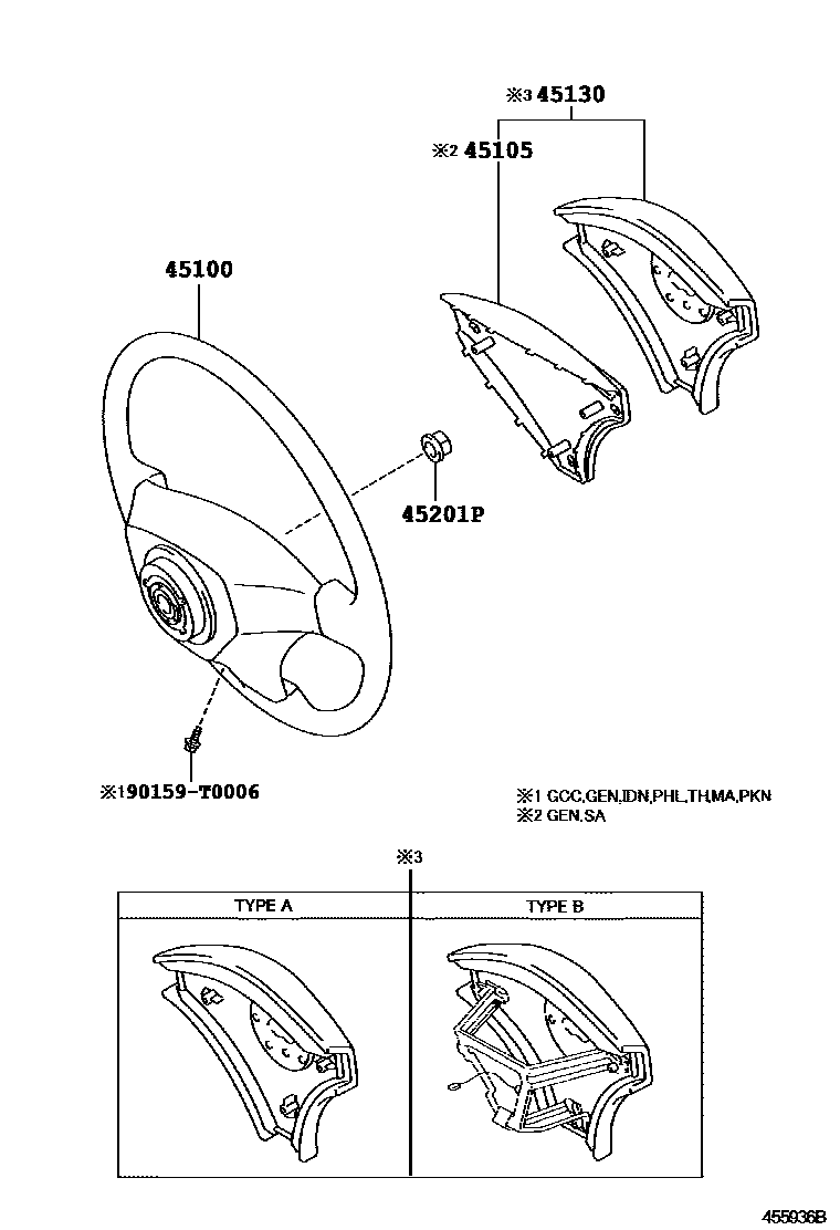Toyota HILUX Steering Wheel EPC diagram — 455936B