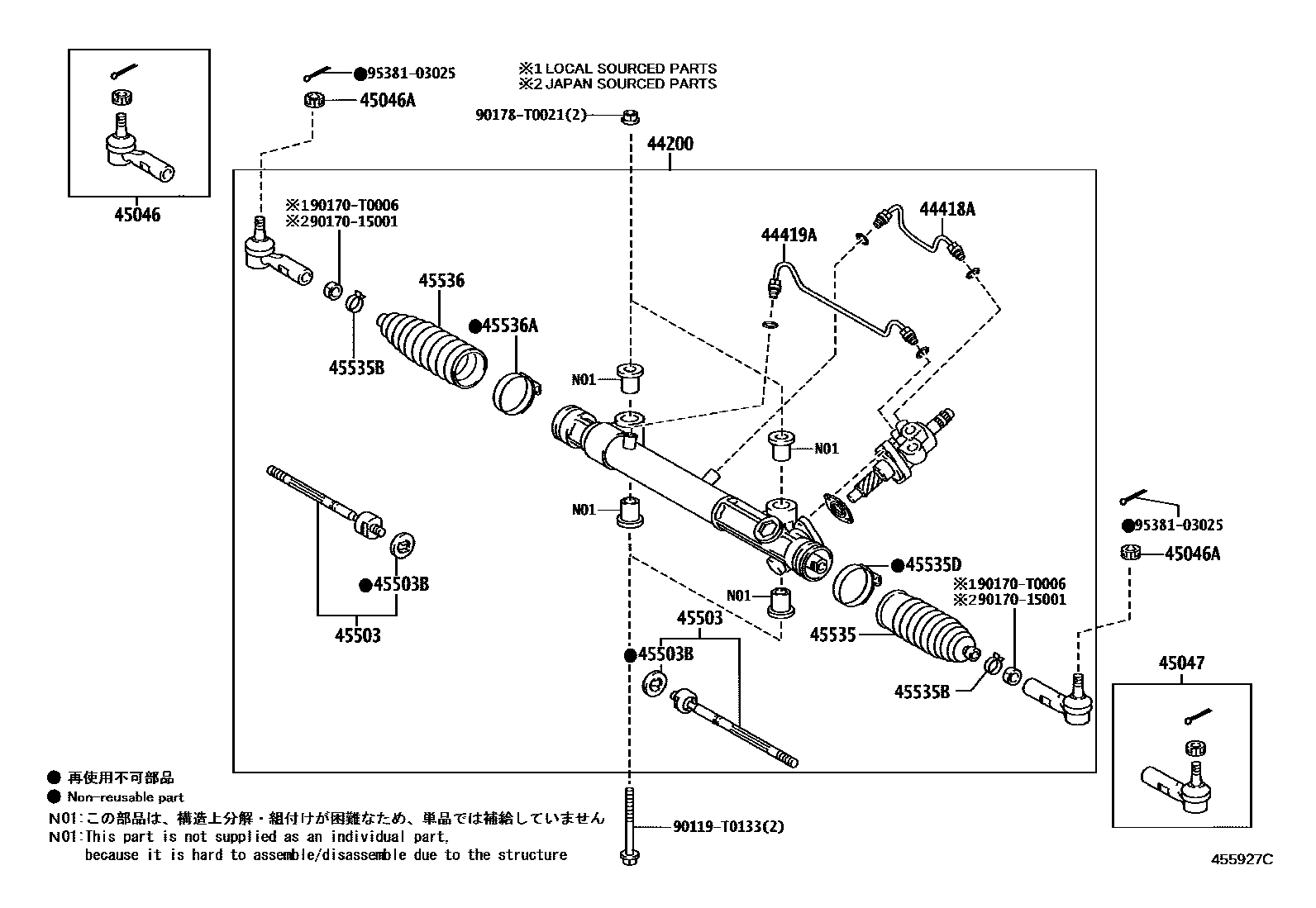 Toyota HILUX 前转向齿轮和连杆 EPC diagram — 455927C