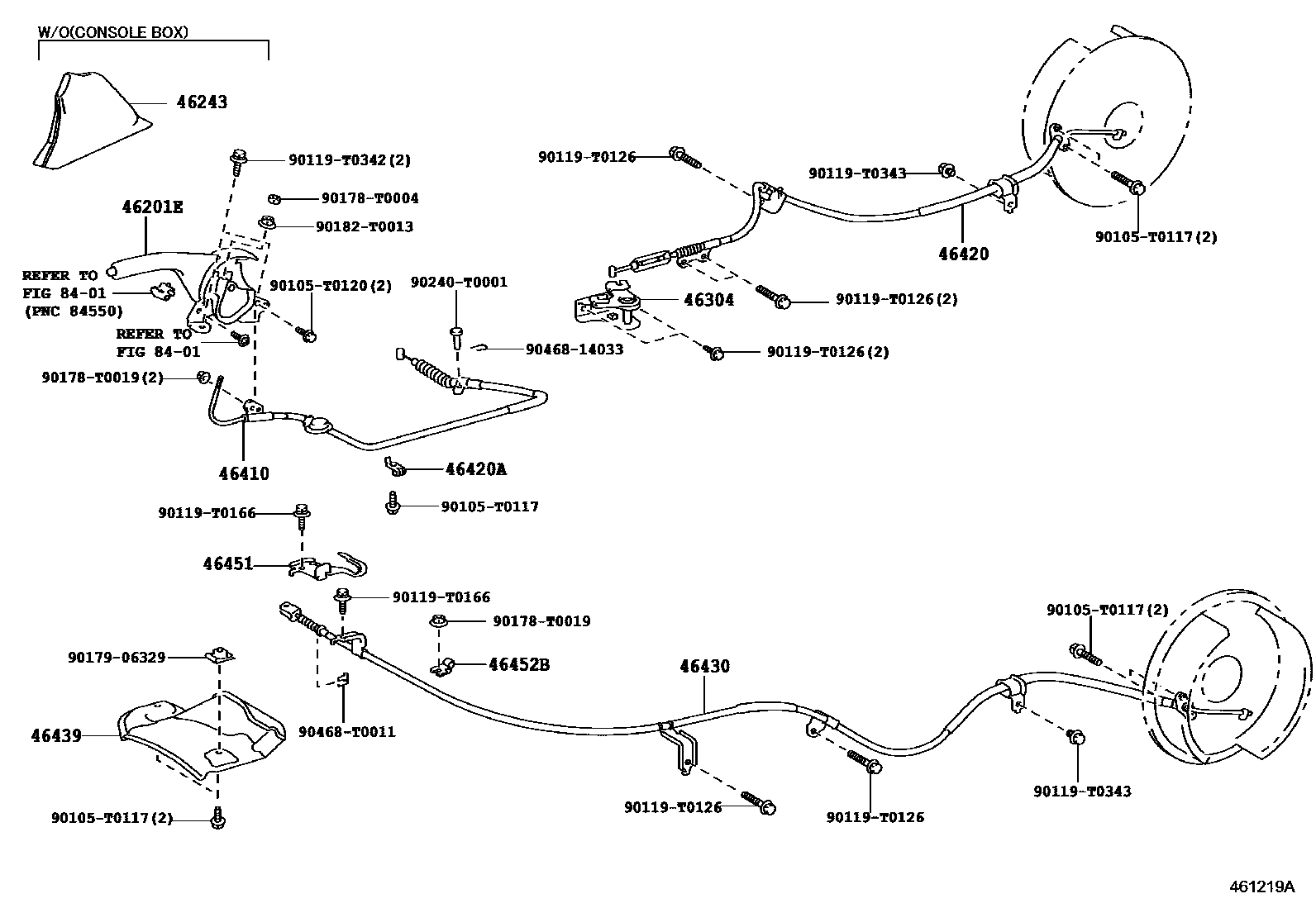 Toyota HILUX Parking Brake & Cable EPC diagram — 461219A
