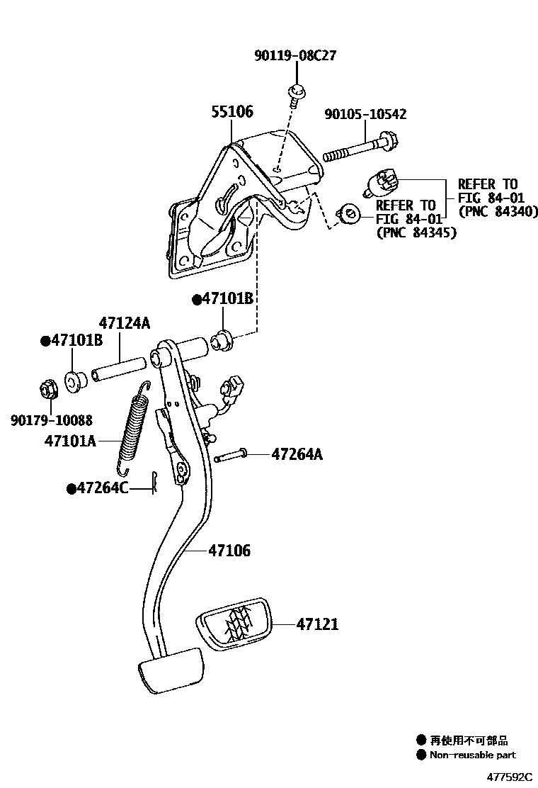 Toyota HILUX Brake Pedal & Bracket EPC diagram — 477592C