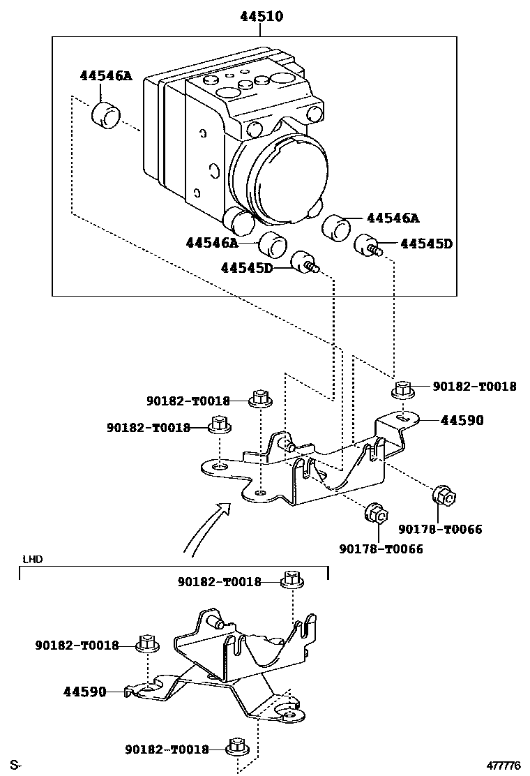 Toyota HILUX 制动配管和卡箍 EPC diagram — 477776
