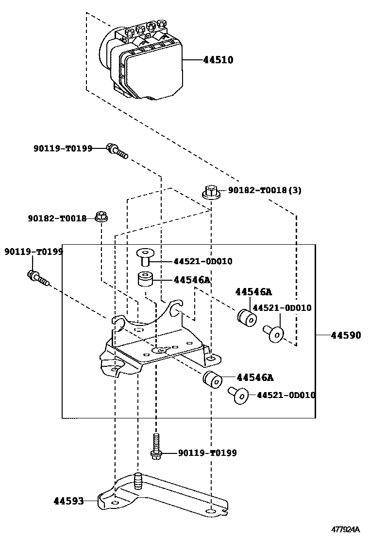 Toyota HILUX 制动配管和卡箍 EPC diagram — 477924A