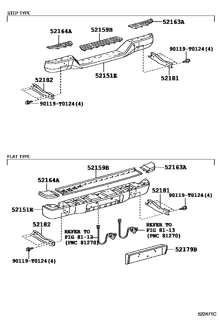 Toyota HILUX 后保险杠及附件 EPC diagram — 522471C