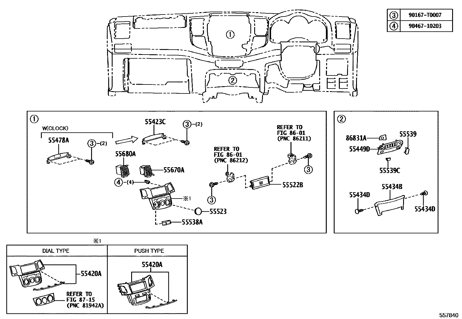 Toyota HILUX 仪表板和手套箱 EPC diagram — 557840
