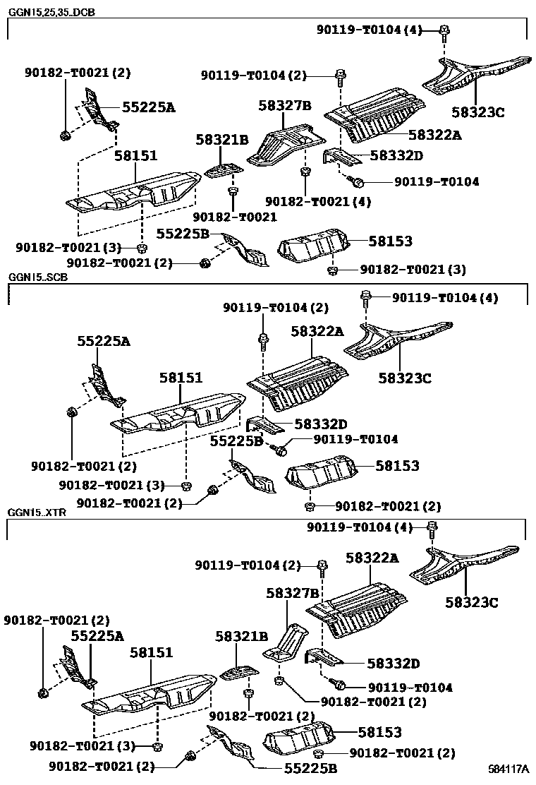 Toyota HILUX 地板隔热垫 EPC diagram — 584117A