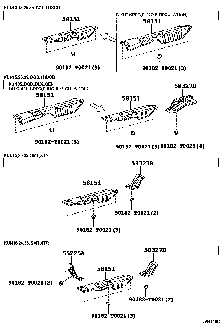 Toyota HILUX 地板隔热垫 EPC diagram — 584118C