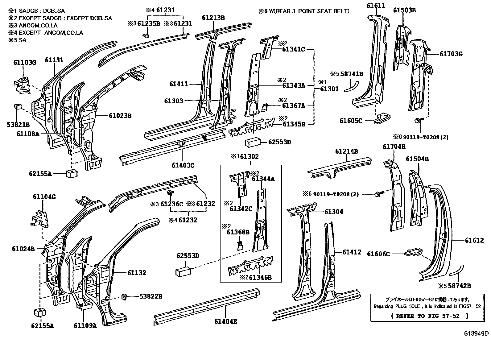 Toyota HILUX 侧梁 EPC diagram — 613949D