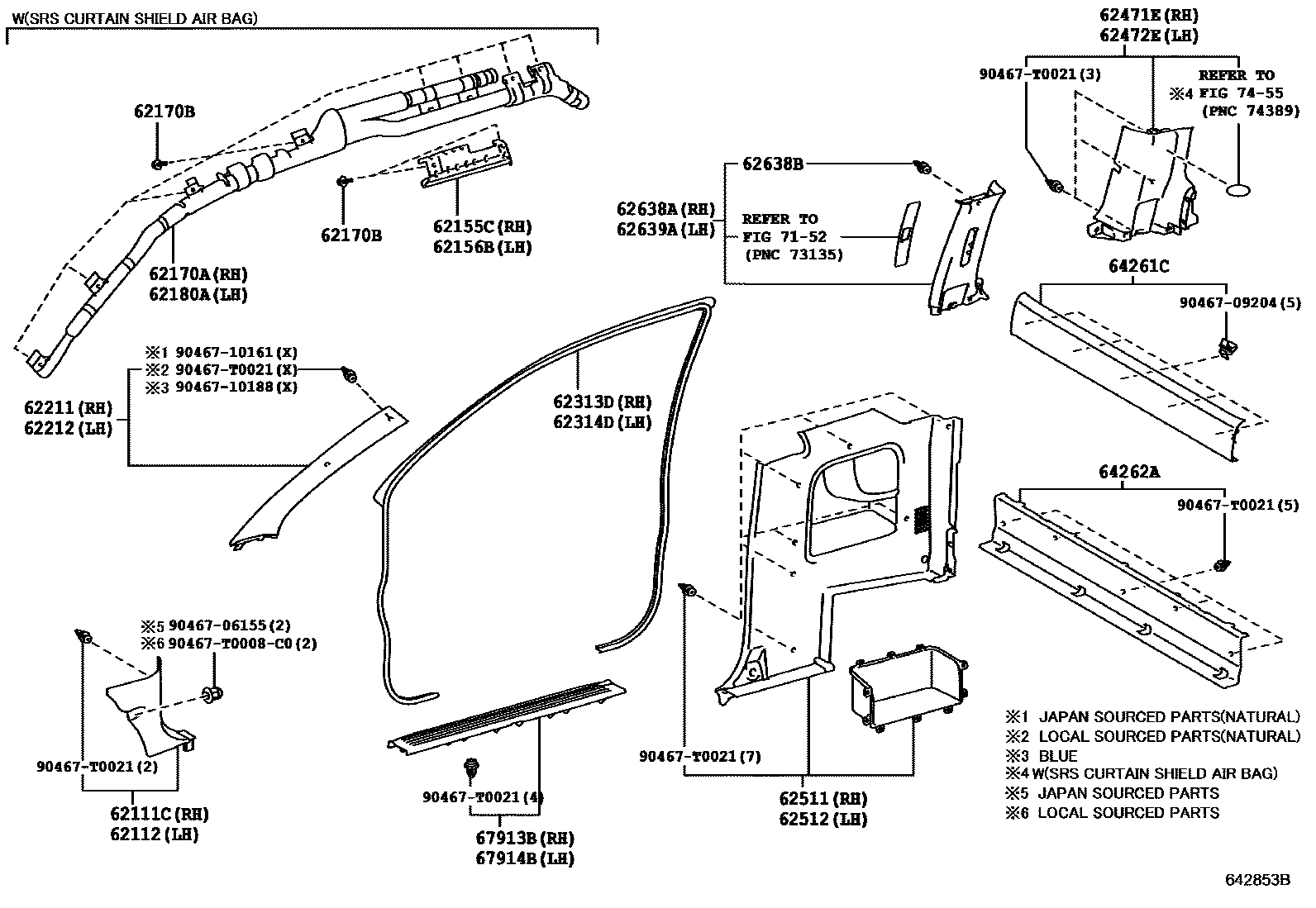 Toyota HILUX 车内装饰板 EPC diagram — 642853B