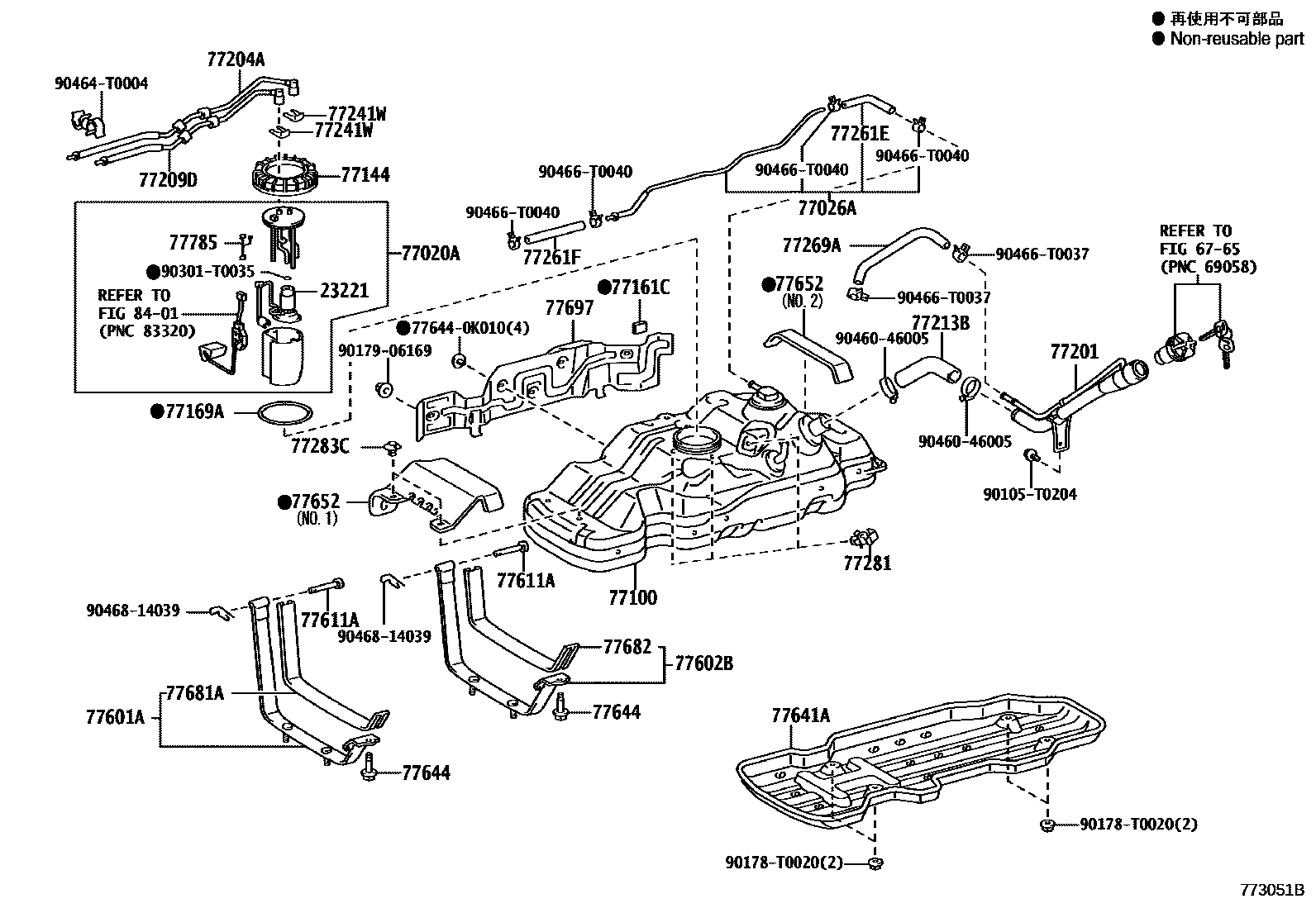 Toyota HILUX 燃油箱和燃油管 EPC diagram — 773051B