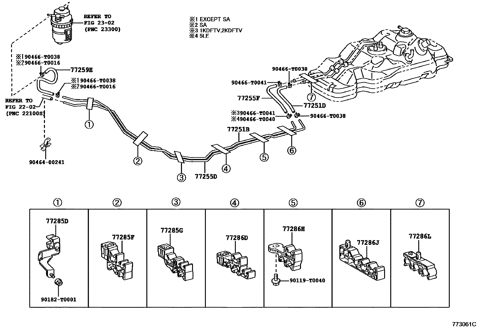 Toyota HILUX 燃油箱和燃油管 EPC diagram — 773061C