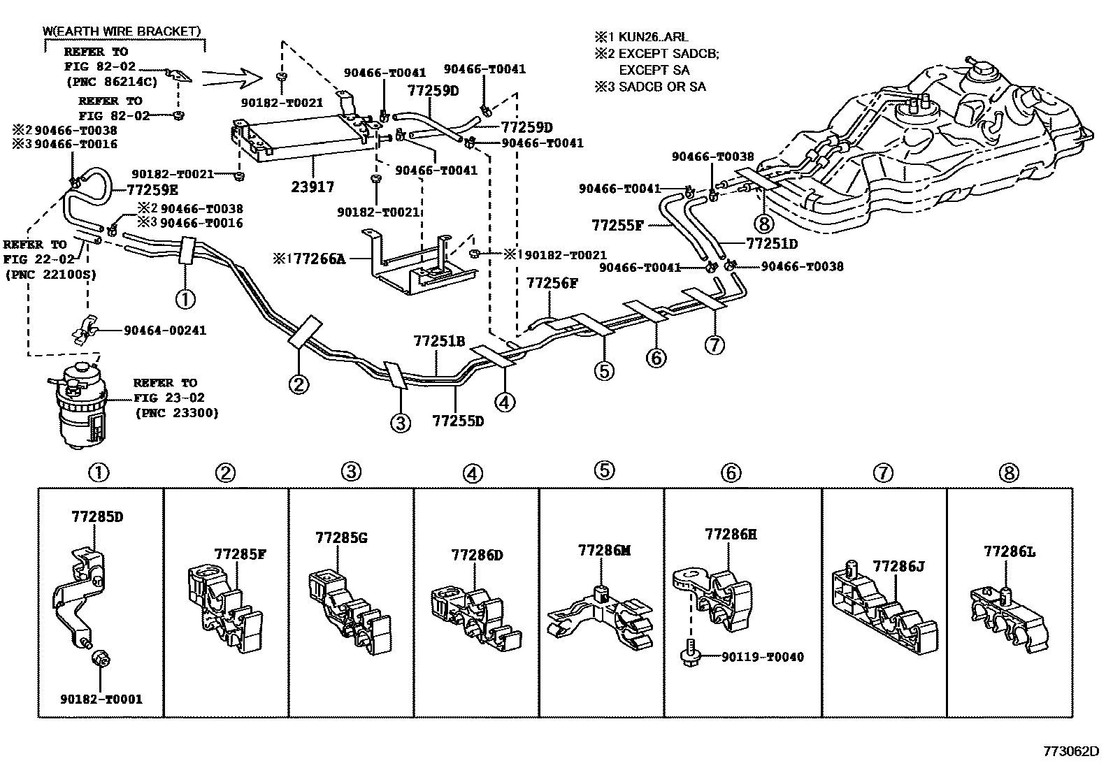 Toyota HILUX 燃油箱和燃油管 EPC diagram — 773062D