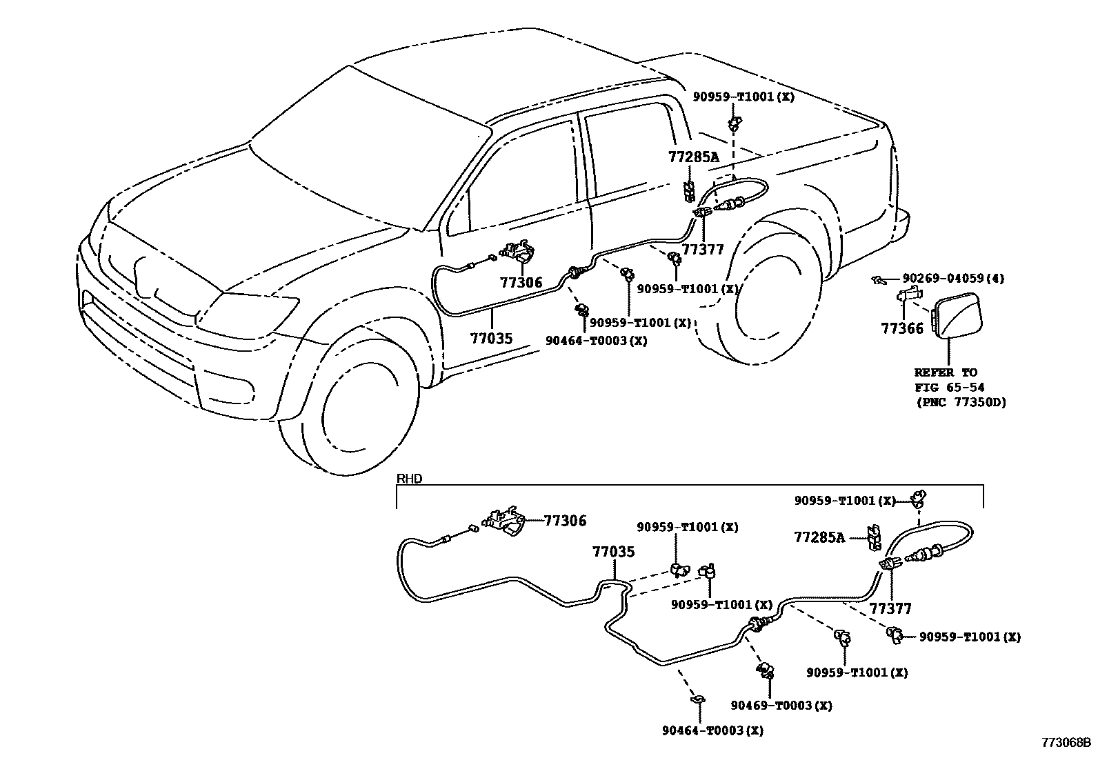 Toyota HILUX 燃油箱和燃油管 EPC diagram — 773068B
