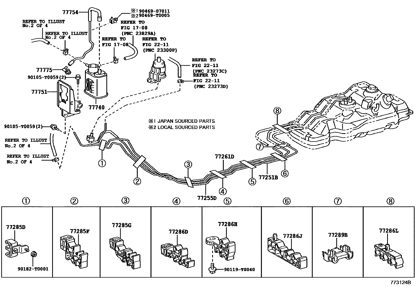 Toyota HILUX 燃油箱和燃油管 EPC diagram — 773124B