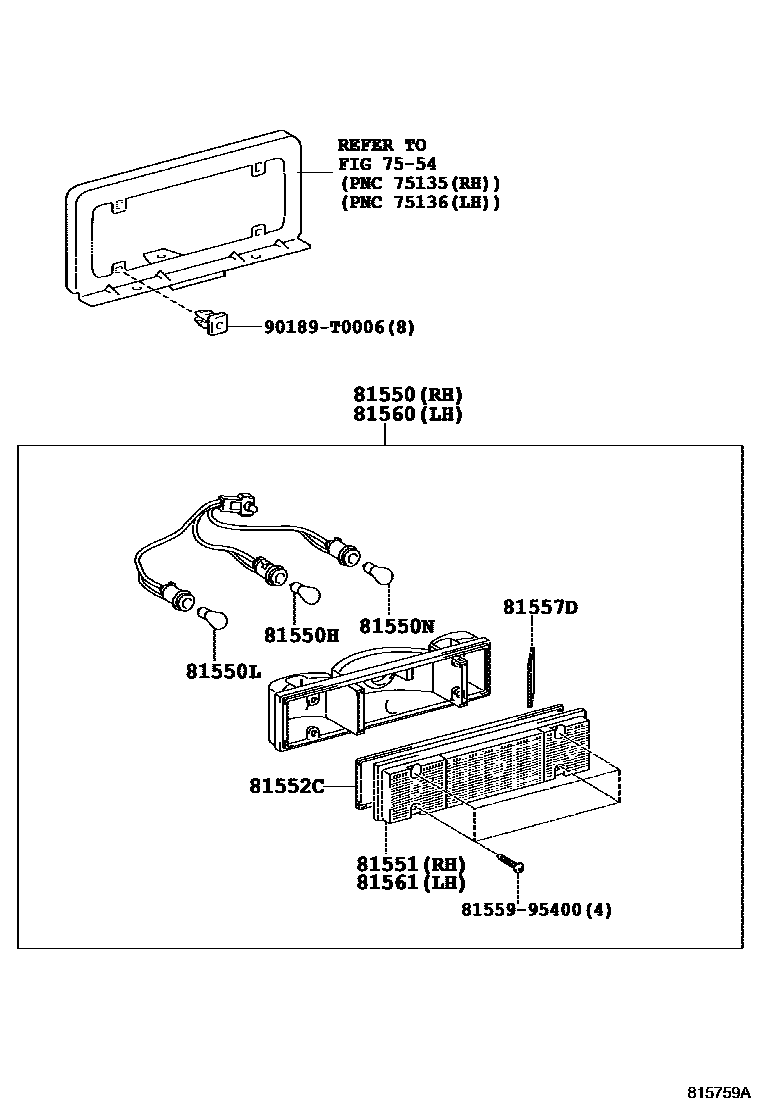 Toyota HILUX 后组合灯 EPC diagram — 815759A