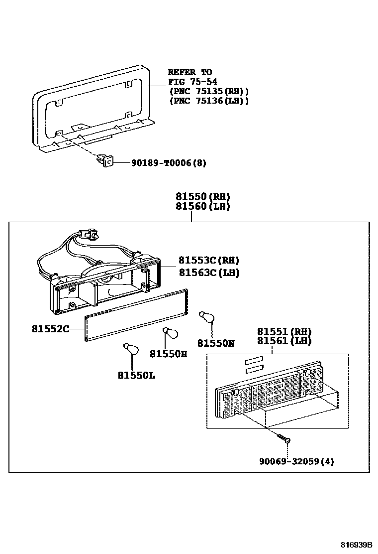Toyota HILUX 后组合灯 EPC diagram — 816939B