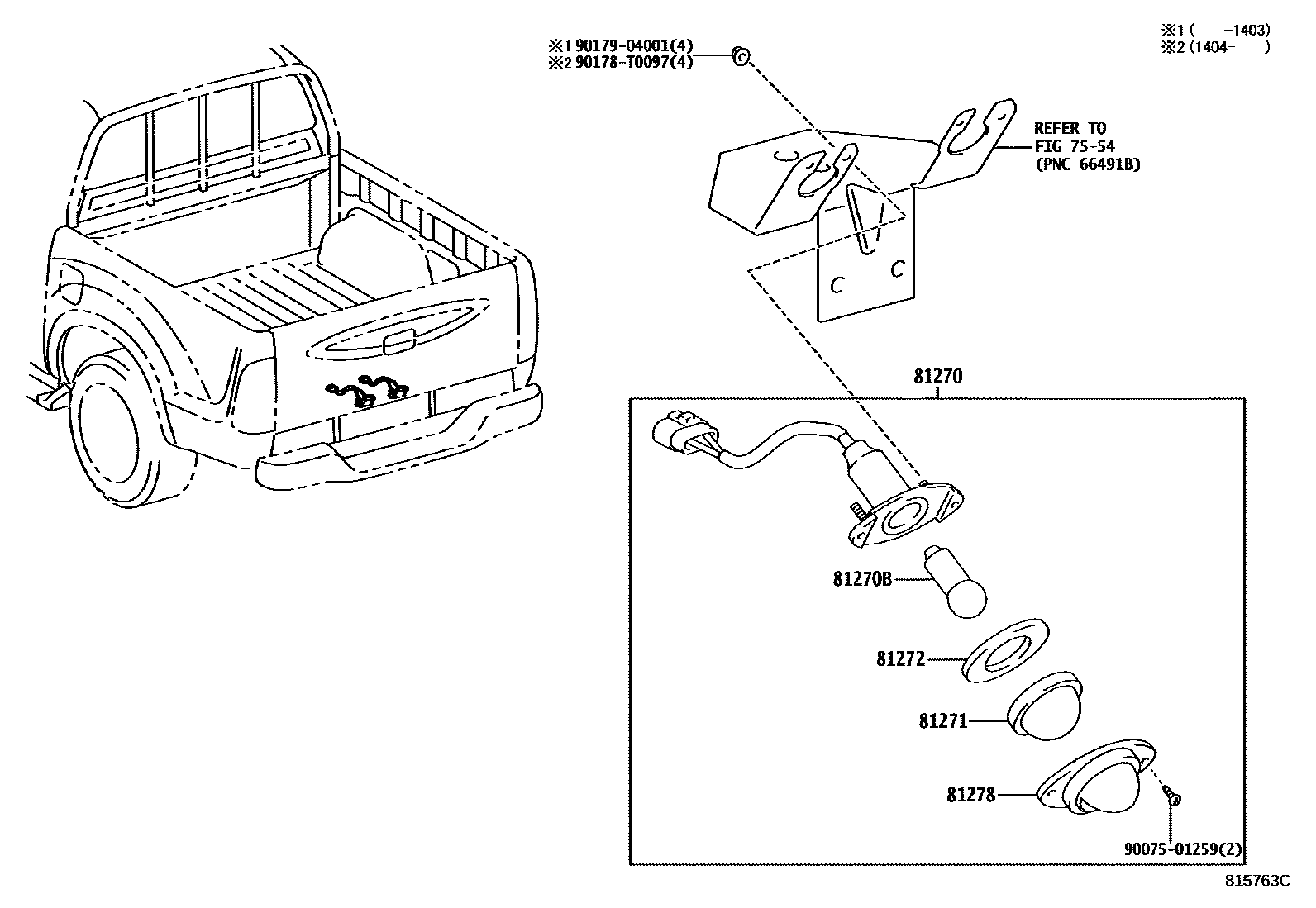 Toyota HILUX 后牌照灯 EPC diagram — 815763C