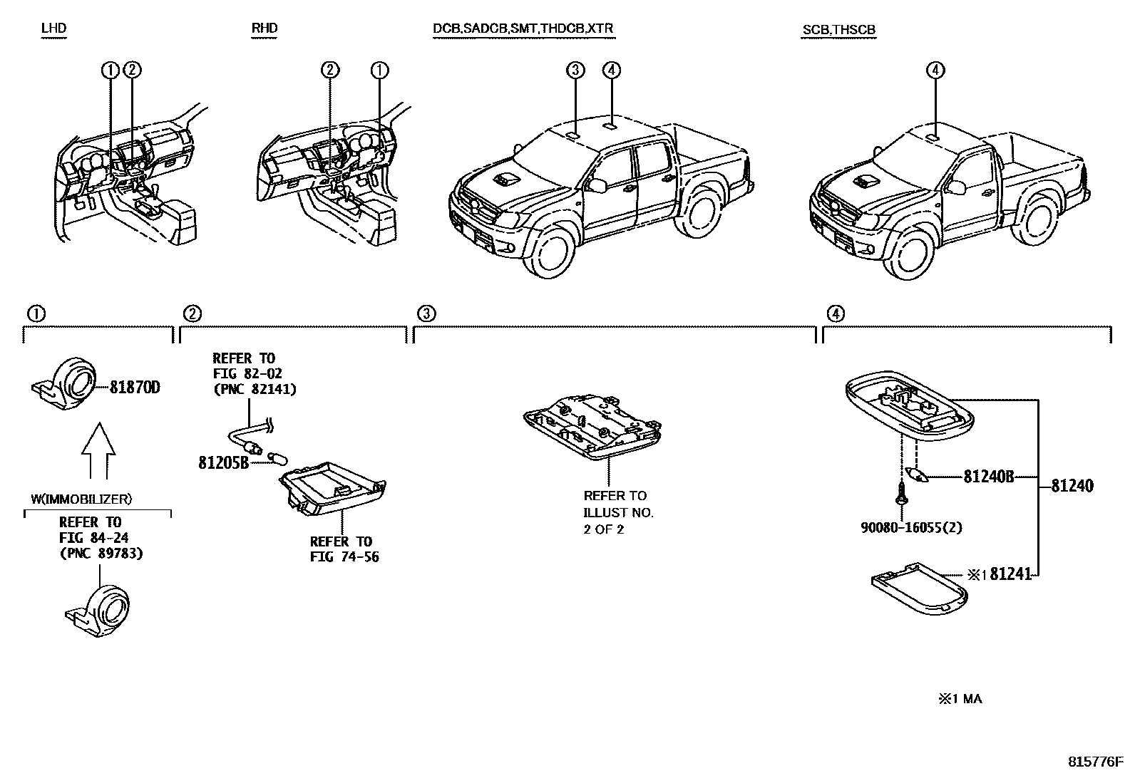 Toyota HILUX 车内灯 EPC diagram — 815776F