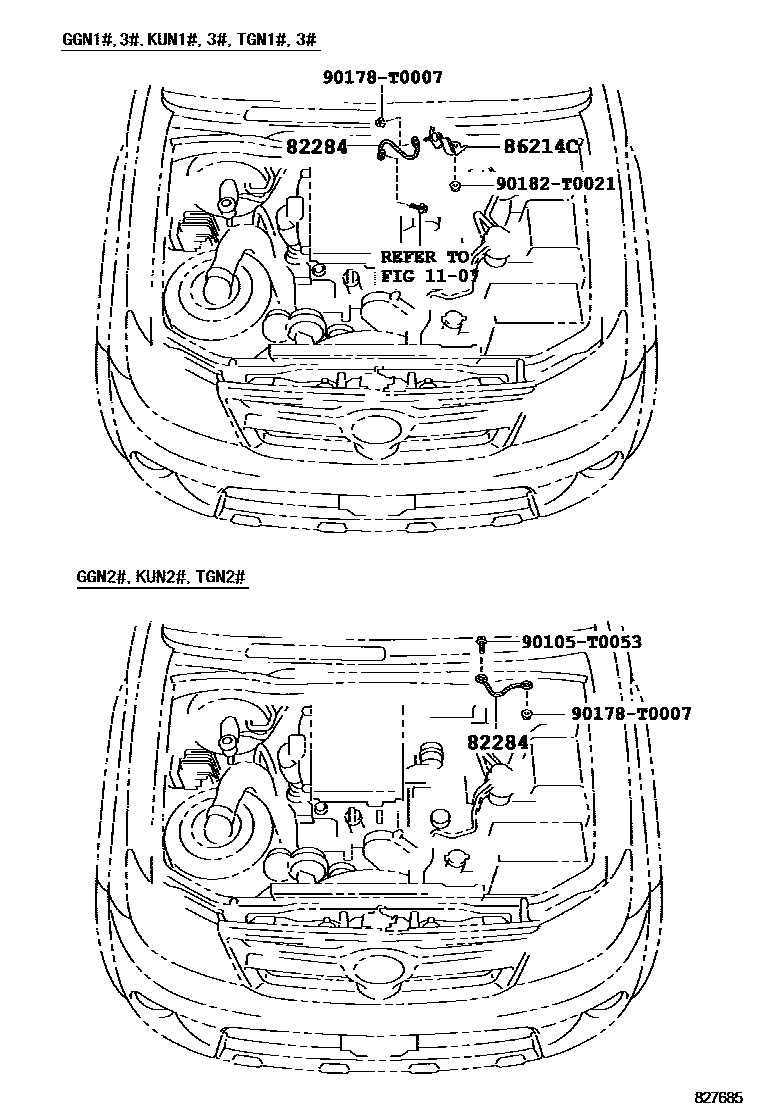 Toyota HILUX 线束和卡夹 EPC diagram — 827685